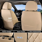 Coverado Leather Seat Covers, Car Seat Covers Full Set, Waterproof Faux Leather Beige Seat Covers, Car Seat Protectors 5 Seats, Automotive Seat Covers Universal Fit for Most Cars SUV Trucks, Beige - Image 3
