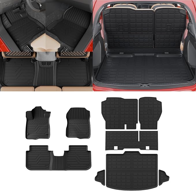 Floor Mats Set for 2023 2024 2025 2026 Honda CRV Gas | with Lower Deck Non-Hybrid Trunk Mat Cargo Mat Liner TPE All Weather Back Seat Cover 2024 CR-V Accessories by Thinzyou