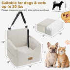 JOEJOY Dog Car Seats for Small Medium Dogs Under 35lbs, Dog Booster Seat with Detachable Washable Cover and Cushion, Memory Foam Pet Car Seat with Safety Belt and Storage Pockets (BGE) - Image 8
