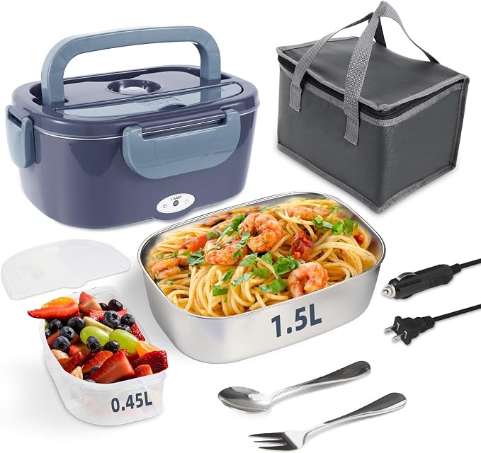 SOHIDA 1.5L Electric Lunch Box Food Heater, 80W Heated Lunch Box (Purple) | Portable Warmer for Car/Truck/Work, 12V/24V/110V Lonchera Eléctrica Portátil, Suitable for Ideal Driver/Work/Gift by SOHIDALunchBoxes