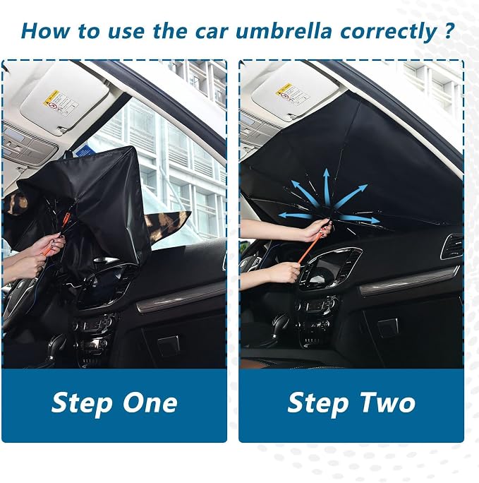 Leopard Print Windshield Sun Shade Umbrella Foldable Animal Car Front Window Sunshade Blocks UV Rays Heat Keep Vehicle Cool (55" x 27.5") - Image 5