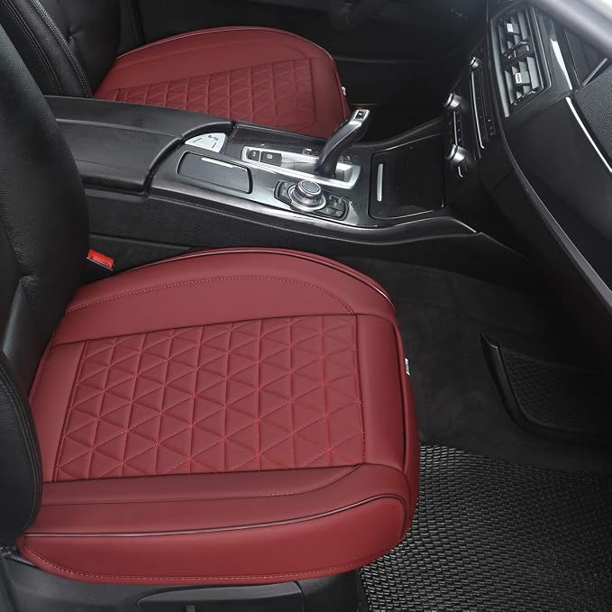 Black Panther 1 Pair Luxury Faux Leather Car Seat Covers Front Bottom Seat Cushion Covers, Anti-Slip and Wrap Around The Bottom, Fit 95% of Vehicles - Burgundy - Image 2