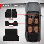 BDK Proliner All Weather Rubber Auto Floor Mats and Trunk Cargo Liner - Trim to FIt Front & Rear Heavy Duty Set Fit for Car SUV Van and Truck, 4 Piece, Black - Image 3