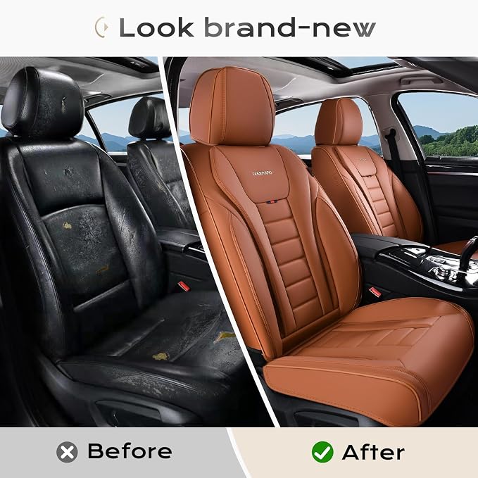 Coverado Car Seat Covers, Front Covers for Cars, Car Seat Cover Front Seats, Automotive Seat Cover, Waterproof, Leather Car Seat Cushion, Universal Interior Covers Seat Protectors for Most Cars - Image 5