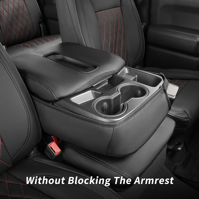 Silverado Seat Covers for 2014-2018 Chevy Silverado/GMC Sierra 1500/HD 2500/3500 CrewCab Pickup Seat Cover,Fully Covered,Waterproof Truck Leather Seat Protector(Full Set,Black/Red) - Image 7