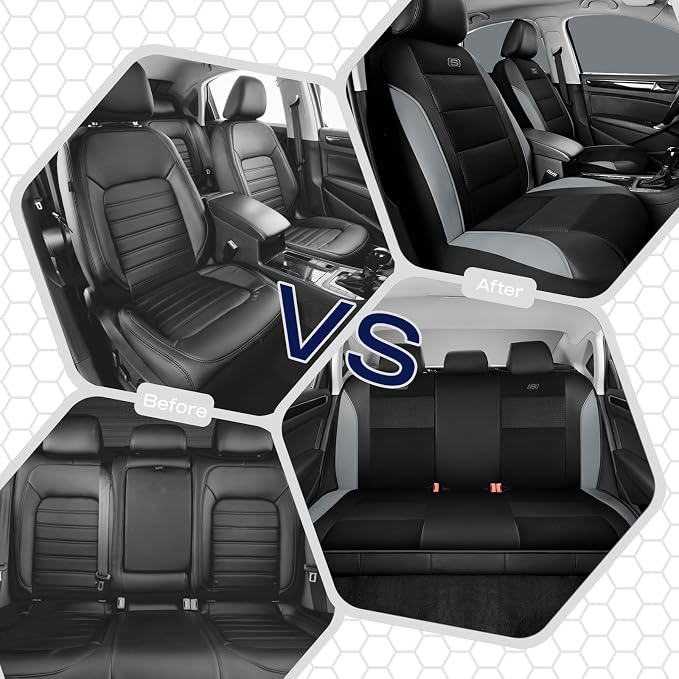 Skechers Aircooled & Memory Foam Seat Covers,Premium Leather with EVA Mesh Car Seat Covers,Seat Cover Full Sets,Airbag Compatible Automotive Comfort for Most Cars, Vans, Trucks, SUV,Grey - Image 6