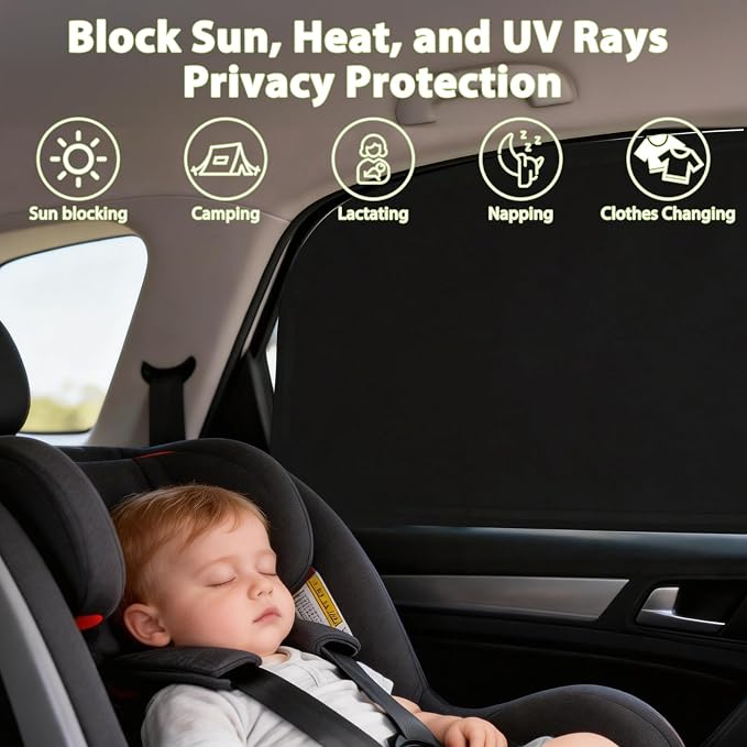 New 4 Pcs Car Side Window Shades,Car Window Covers,Privacy Curtains,Block Light, Insulate Against Heat, and Shield Against Ultraviolet Rays,Easy Installation for Any Household Vehicle - Image 4