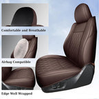 Coverado Tacoma Seat Covers, Leather Car Seat Covers Full Set Custom Fit 2005-2023 Toyota Tacoma Double/Crew Cab, Seat Covers for Cars Car Seat Protector(Brown) - Image 7