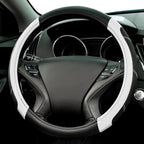 CAR PASS Line Rider Microfiber Leather Sporty Steering Wheel Cover Universal Fits for 95% Truck,SUV,Cars,14.5-15inch Anti-Slip Safety Comfortable Desgin (Black-White) - Image 2
