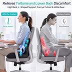 Seat Cushion & Back Support for Tailbone and Lower Back Relief | Higher Back for Stable Lower-Back Support / Dual-Sided Grip Keeps It in Place / Support Without Sinking / Durable / Washable - Image 2