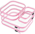 YQBRAO Clear Hard Shell Zipper Cases, 6 Multi-Size Organizers, Pink | Rigid clear shells in three practical sizes organize toiletries, cosmetics, cables, stationery and household essentials by Unknown