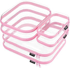 YQBRAO Clear Hard Shell Zipper Cases, 6 Multi-Size Organizers, Pink | Rigid clear shells in three practical sizes organize toiletries, cosmetics, cables, stationery and household essentials by Unknown