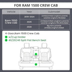 EKR Ram 1500 Seat Covers Custom Fit for (Crew Cab) RAM 1500 Laramie/Limited/Longhorn/Rebel 2019-2026 &Big Horn 2026,Waterproof Black Car Seat Cover for Trucks Full Set-Faux Leather (Black) - Image 2