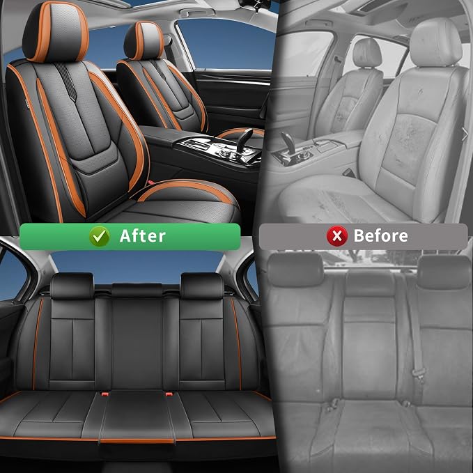 Fit Juke Car Seat Covers for Nissan Juke 2010-2017 2018 2019-Upgraded Premium Waterproof & Breathable Leather,Airbag Compatible,All-Weather Seat Cushion Protector,2 Front/Black-Brown - Image 4