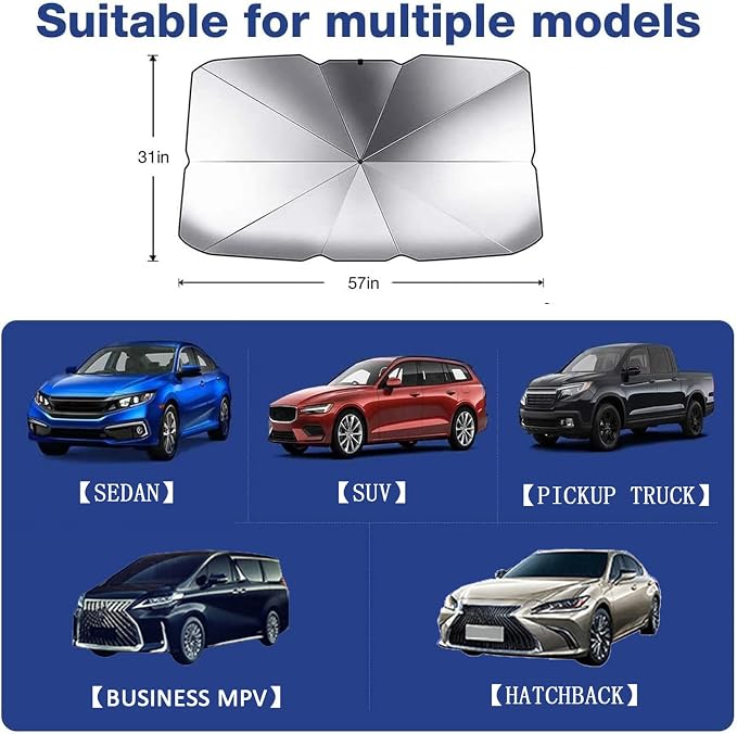 Ocean Sea Turtle Umbrella Sunshade for Car, SUV, Trucks - Foldable Reflective Sunshade (57 x 31 in) Blocks UV Rays, Keeps Vehicle Cool - Image 7