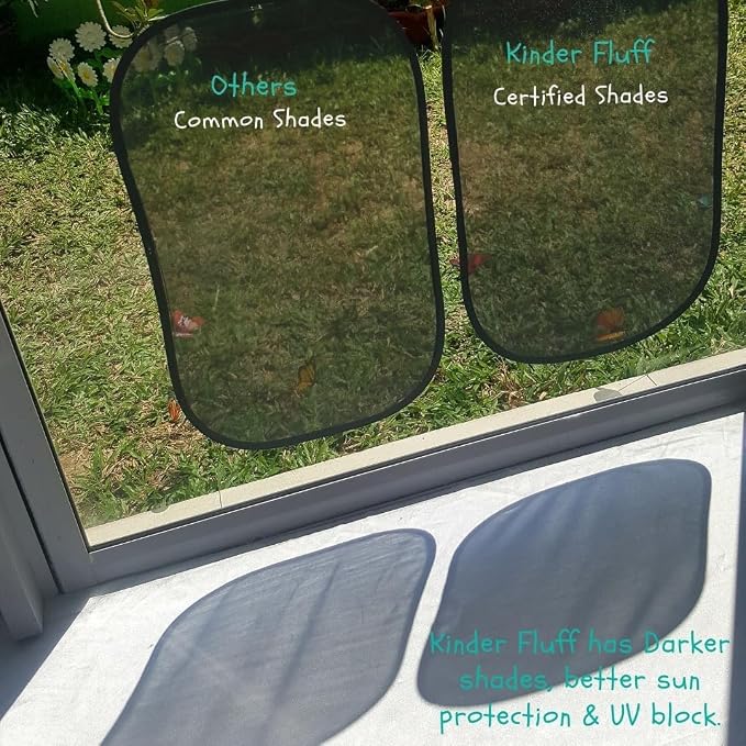 Car Window Shades - Certified 99.79% UVA & 99.95% UVB Sun Protection. Award Winning car Sun Shade for Side Windows. 4 Pack Transparent Shades 22" x 14" - Window Shade for car Baby by Kinder Fluff - Image 9