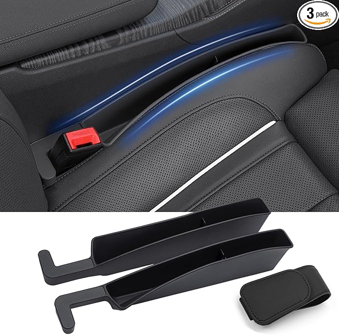 Car Seat Gap Filler, Seat Gap Organizer with Phone Holder, Car Seat Accessories, Car Organizer Fit Car SUV Truck, 2PCS Seat Gap Filler and 1 Pack Sunglass Holder Black by Unknown