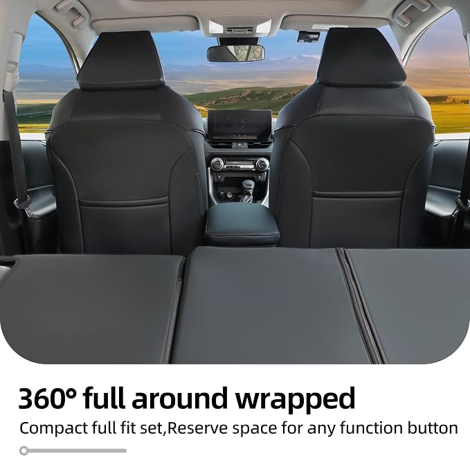 Lolcar Rav4 Seat Covers for Toyota RAV4 2019 2020 2021 2022 2023 2024 2025 LE,XLE,XLE Premium,Limited,Car Seat Cover for Trucks SUV,Leather Seat Cushion Full Set,Faux Leather (Grid Black) - Image 5