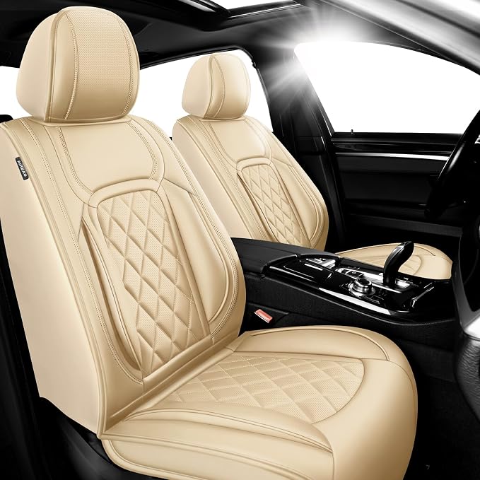 Fit Corolla Premium Leather Car Seat Covers for Toyota Corolla 2000-2025 2026 - Waterproof，Breathable，All-Weather Seat Cushion Protecto & Airbag Compatible, 2 Front Seat Beige by Unknown