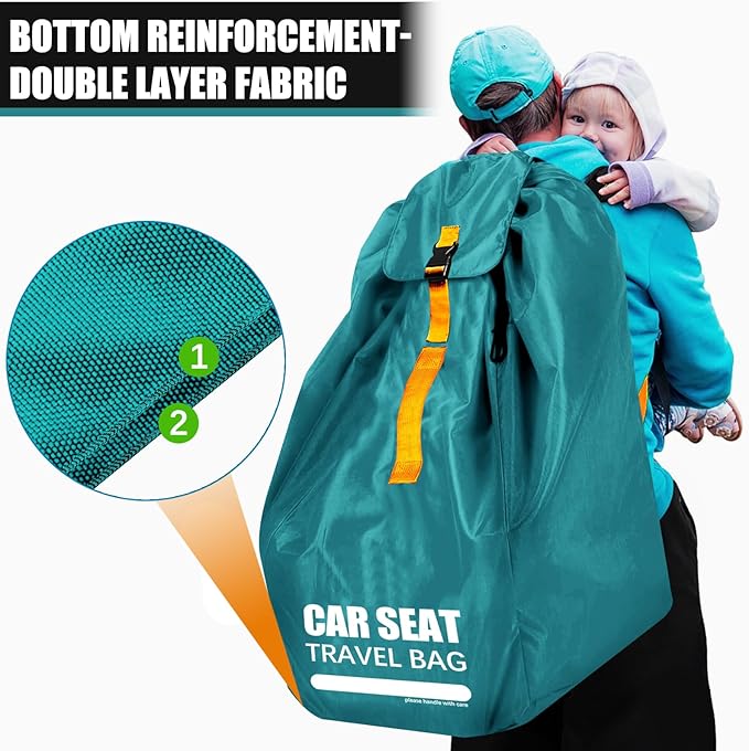 Car Seat Travel Bag for Airplane, Padded Strap Car Seat Bags for Air Travel | Large Car Seat Bags for Air Travel, Carseat Storage Bag Backpack for Airport, Carseat Cover Travel - Baby Travel Essential - Image 4