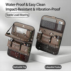 2 Pack Universal Foldable Car Backseat Organizer with Table Tray, Car Seat Back Protector with Touch Screen Phone Holder, Premium Leather Kick Mats with Storage Pockets Tissue Holder (Brown) - Image 6
