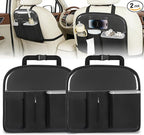 Nilight Car Seat Back Organizer 2PCS Black PU Leather Universal | Removable Inner Bucket Tissue Box Mesh Pockets Waterproof Hanging Storage Bag for Cars Vans SUVs MPVs Pickup Trucks by Nilight
