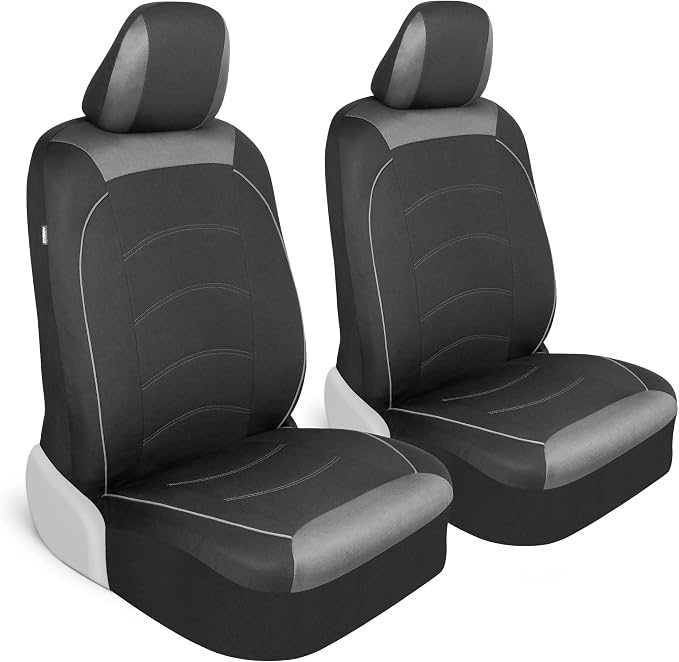 Motor Trend Black Cloth Car Seat Covers for Front Seats – Premium Automotive Bucket Seat Covers, Made for Vehicles with Removable Headrests, Interior Covers for Car Truck Van SUV Seat Protector by MotorTrend