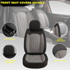 Front Seat Covers for Nissan Pathfinder 2011-2026 2027 Faux Leather | Waterproof Breathable Scratch Resistant 360° Wrap Airbag Compatible Easy Clean（2 Seats,Black & Grey) - Image 2