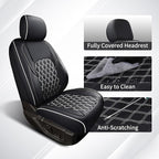 Huidasource Wrangler JL Seat Covers 4 Door 2018-2026 Without Rear Cupholder | Waterproof Wrangler Seat Cover Full Set, Custom Seat Cushion Covers Fit for Jeep Wrangler JL 4-Door (Full Set/Black&White) - Image 5