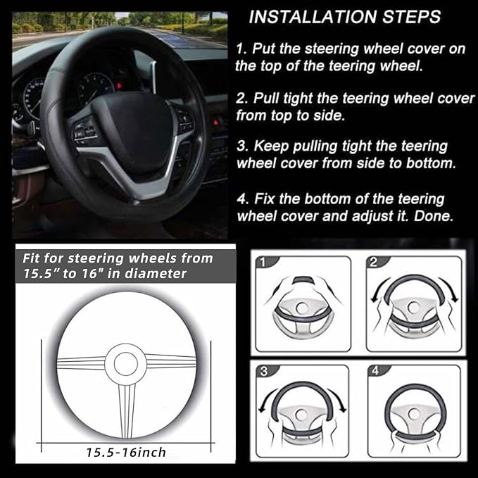Microfiber Leather Steering Wheel Cover Large-Size for F150 F250 F350 Ram 4Runner Tacoma Tundra Range Rover Model S X with 15 1/2 inches-16 inches Outer Diameter (Brown) - Image 6