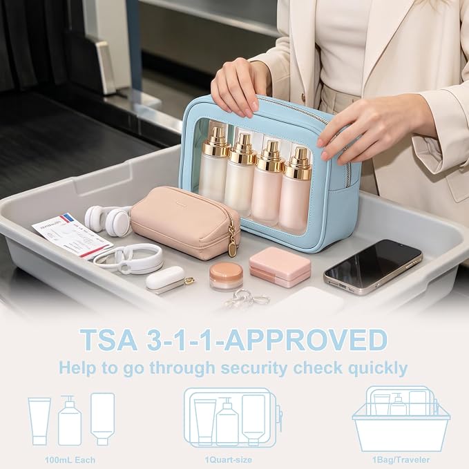 5PCS Clear Makeup Bags with Handles, TSA Approved Toiletry Bags, Diaper Bag Organizer Pouch, TPU Car Storage Organizer with Zippers, Waterproof Travel Organizer Bag for Women - Image 8