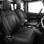 Coverado Seat Covers 4 Door for Jeep Wrangler, 2PCS Leather Car Seat Cover for Jeep Wrangler Vehicle Accessories Custom Fit for 2018-2026 Jeep Wrangler Seat Covers 2-Door/4-Door (Black) by COVERADOAUTO