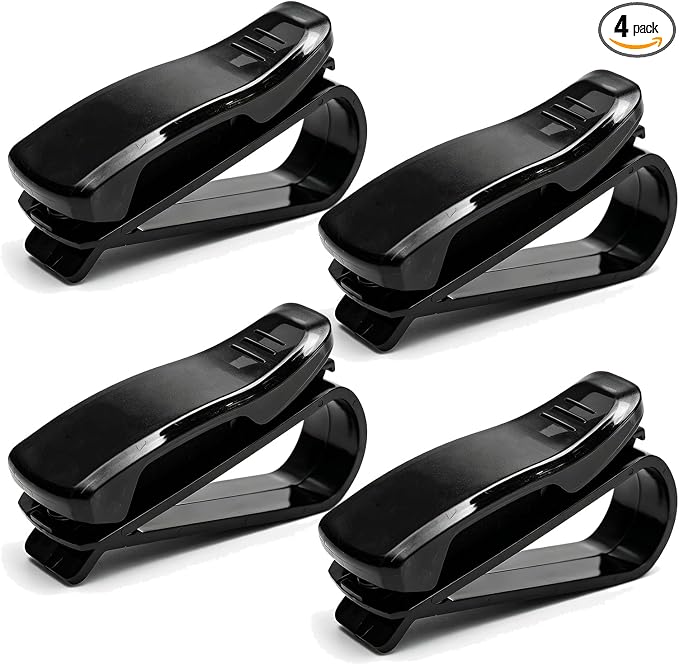 4 PCS Sunglass Holder for Car Sun Visor, Vehicle Interior Visor Eyeglasses Hanger with Sponge Pad, One-Handed Operation Sun Shade Glasses Organizer for Car SUV Truck by Unknown