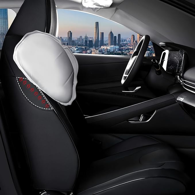 Seat Covers for Hyundai Elantra 2021 2022 2023 2024 2025 2026 | SE SEL/SEL Sport & 2021-2026 Hybrid Blue Customized Faux Leather Car Seat Cover-Full Set Black - Image 5