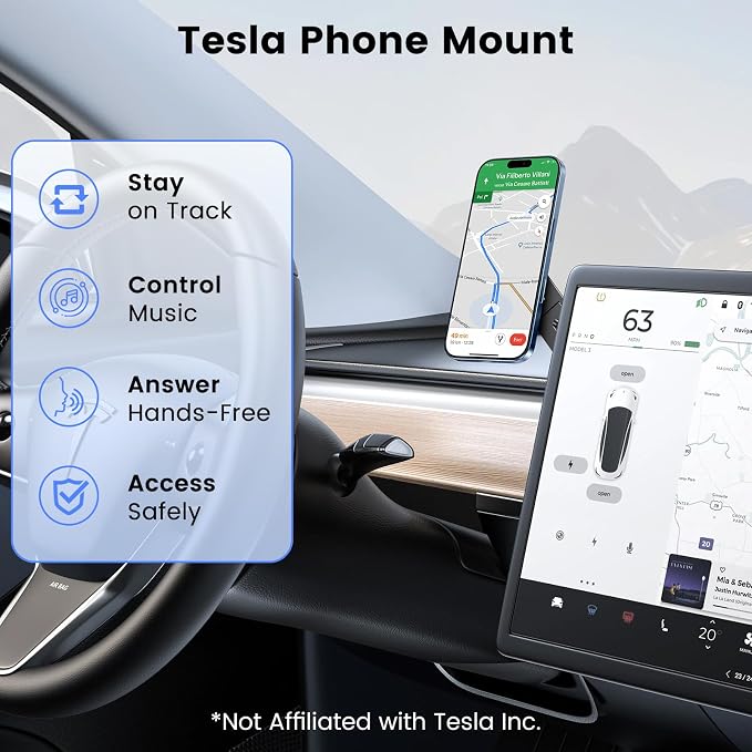 Magnetic Phone Holder for Laptop, MagSafe Laptop Phone Mount for iPhone 17/16/15/14/13/12 & All Phones, 180°Adjustable Phone Side Mount for Monitors for Tesla (Black) - Image 8