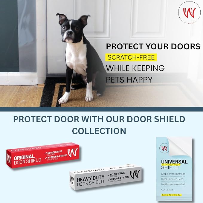 CLAWGUARD Heavy Duty Door Scratch Shield – 20x44 in. Door Scratch Protector Dog & Cat – Clear Wall, Frame & Furniture Cat Scratch Protectors - Image 7