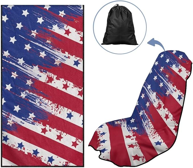 SEANATIVE Retro US Flag Car Seat Towel Covers with Storage Bag Seat Post Workout Sweat Washable Cover for Car Towel for Dog Pet Workout Outdoor Sport Activities - Image 5