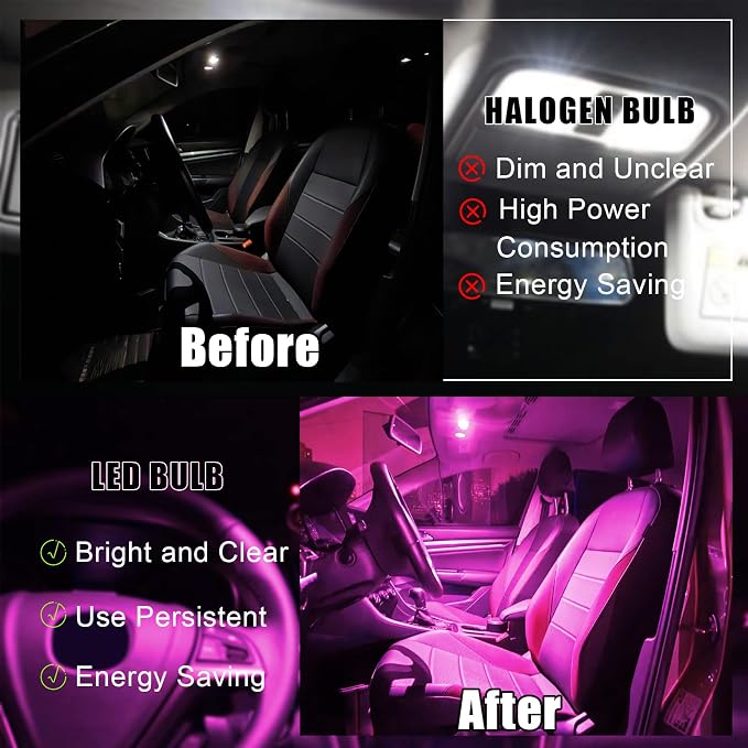 YOGEIER Car LED Bulb, Pink, 24 Sets, Compatible with All Vehicles, Wide Range of Applications, Easy Installation - Image 3