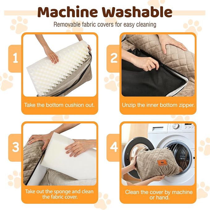 Dog Car Seat for Medium/Large Dogs up to 60LBS Memory Foam Dog Booster Seat | with Thick Cushion, Pet Car Seat for Back with Detachable Washable Cover, Storage Pockets for SUV, Pick Up, Trunk, Khaki - Image 6