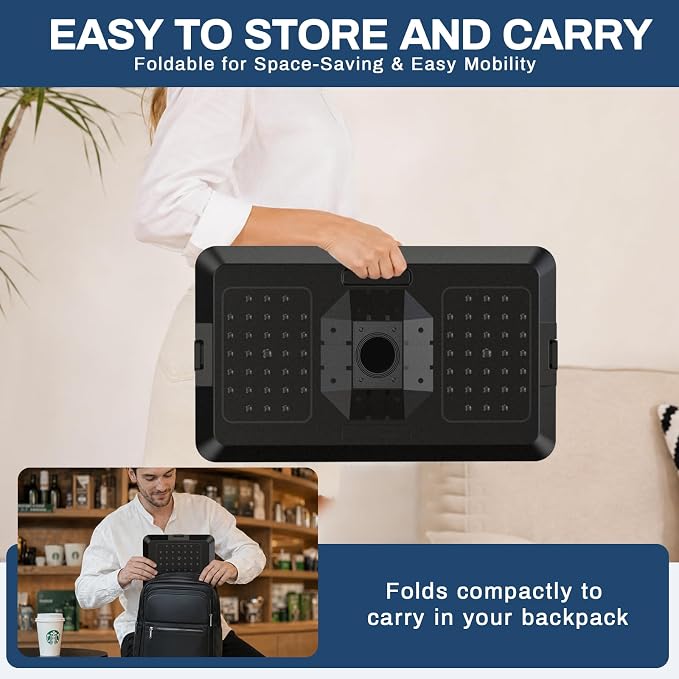 Car Seat Tray Table, Multi-Function Adjustable Tray for Work & Eat | Pneumatic lift, 360° rotatable top, tool-free car tray. High-density composite holds 10kg, anti-slip base - Image 8