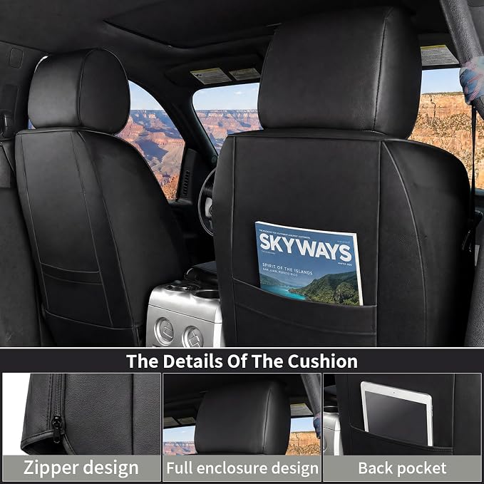 Custom Seat Covers for Silverado, Waterproof Nappa Leather Full Set Seatcovers for Chevy Silverado/GMC Sierra 2007-2013 & 2019-2026 1500, 2020-2026 2500HD 3500HD Crew/Double/Extended Cab,Gray - Image 2