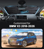 Windshield Sun Shade for BMW X3 2018-2026 with 360° Rotating Shaft | Custom Fit Umbrella Sunshade for UV Blocking, Interior Heat Protection, Easy Storage, UPF 50+ Cool Windshield Cover - Image 2