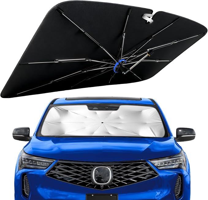 Windshield Sun Shade for Acura RDX 2019-2026 with 360° Rotating Shaft | Custom Fit Umbrella Sunshade for UV Blocking, Interior Heat Protection, Easy Storage, UPF 50+ Cool Windshield Cover by Lonyaqui