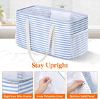 Lifewit Extra Large Tote Bag, Reusable Grocery Bags with Metal Wire Frame and Handles - Image 3