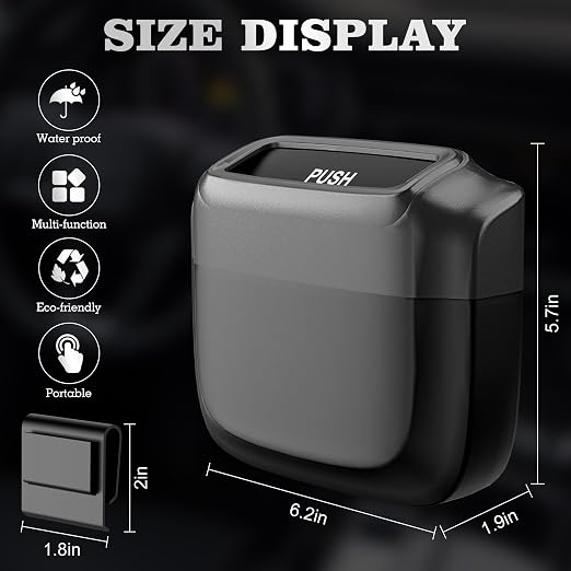 2 Pack Car Trash Can with Lid, Built-in Storage Garbage Bag, Black | Leakproof Car Door Trash Can with Hook, 60pcs Trash Bags, Mini Automotive Garbage Bin for Vehicle, Office, Home - Image 7