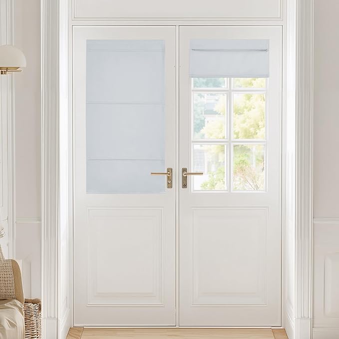 NICETOWN Greyish White Roman Shades French Door No Drill Curtain for Kitchen by NICETOWN