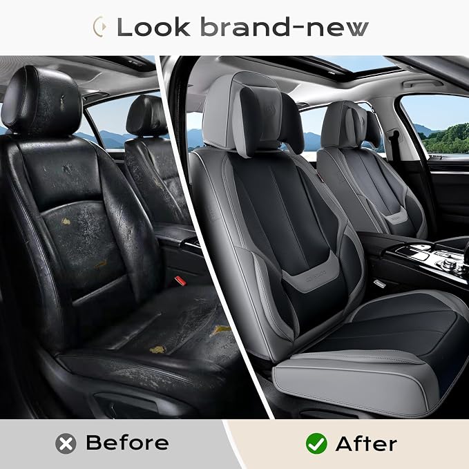 Coverado Car Seat Covers, Seat Covers for Cars, Waterproof Leather Auto Seat Protectors, Leather Car Seat Cushion, Car Interiors Accessories Universal Fit for Most Cars - Image 8