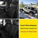 GIANT PANDA Neoprene Seat Covers for Jeep Wrangler JK 4-Door (2011-2012), Neoprene UV&Waterproof, Foam Padded, Front & Rear Seat Covers(Black) - Image 2