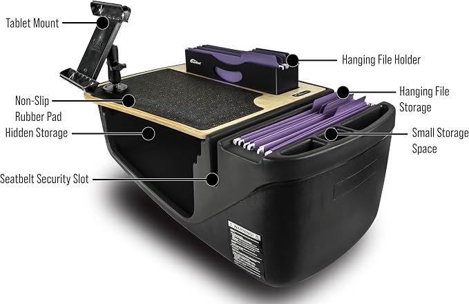 AutoExec AE-FMEF-TAB-11M Efficiency FileMaster Car Desk for Your Vehicle Workstation and Mobile Office, Natural with Tablet Mount | Vehicle Workstation, Mobile Office, Tablet Mount - Image 3