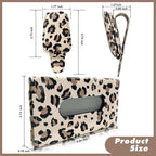 2 Pcs Sunglass Holder and 1Pcs Car Tissue Holder for Car,Magnetic Leather Sunglasses Holder Car Sun Visor Glasses Hanger Clip,Car Interior Accessories for Women(Light Brown Leopard Print) - Image 2